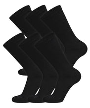 Load image into Gallery viewer, Men's Diabetic Cotton Neuropathy Crew Socks (Black) - 6 Pairs