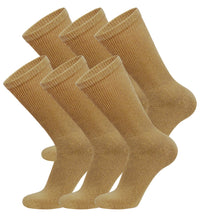 Load image into Gallery viewer, Men's Diabetic Cotton Neuropathy Crew Socks (Khaki) - 6 Pairs