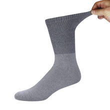 Load image into Gallery viewer, Men's Diabetic Cotton Neuropathy Crew Socks (Grey) - 6 Pairs