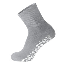 Load image into Gallery viewer, Men's Non-Skid Diabetic Cotton Quarter Socks with Non Binding Top (Grey) - 6 Pairs