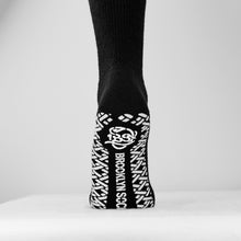 Load image into Gallery viewer, Women's Non-Skid Diabetic Cotton Crew Gripper Socks with Non Binding Top (Black) - 6 Pairs