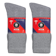 Load image into Gallery viewer, Men's Diabetic Cotton Neuropathy Crew Socks (Grey) - 6 Pairs