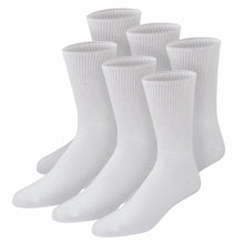 Load image into Gallery viewer, Women's Premium Cotton Diabetic Crew Socks with Loose Top (White) - 6 Pairs