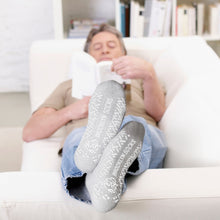 Load image into Gallery viewer, Men's Non-Skid Diabetic Cotton Crew Gripper Socks with Non Binding Top (Grey) - 6 Pairs