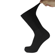 Load image into Gallery viewer, Men's Premium Cotton Diabetic Crew Socks with Loose Top (Black) - 6 Pairs