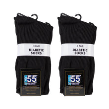 Load image into Gallery viewer, Men's Dress Crew Socks for Diabetics with Loose Top (Black) - 6 Pairs