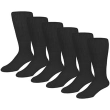 Load image into Gallery viewer, Extra Wide Diabetic Mid/Over-the-Calf Medical Socks for Swollen Feet (Black) - 6 Pairs/Socks Size 10-16 for Men and Women
