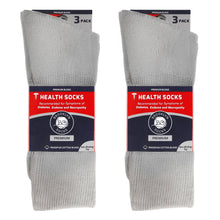 Load image into Gallery viewer, Men's Premium Cotton Diabetic Crew Socks with Loose Top (Grey) - 6 Pairs