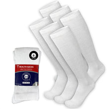 Load image into Gallery viewer, Men's Diabetic Over the Calf Knee High Cotton Socks (White) - 6 Pairs