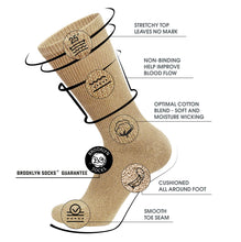 Load image into Gallery viewer, Men's Diabetic Cotton Neuropathy Crew Socks (Khaki) - 6 Pairs