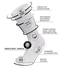 Load image into Gallery viewer, Men's Diabetic Cotton Neuropathy Crew Socks (White) - 6 Pairs