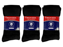 Load image into Gallery viewer, Men's Diabetic Over the Calf Knee High Cotton Socks (Black) - 6 Pairs