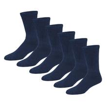 Load image into Gallery viewer, Premium Women’s Navy Soft Breathable Cotton Crew Socks, Non-Binding & Comfort Diabetic Socks, Fits Shoe Size 6-11 - 6 Pairs