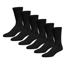 Load image into Gallery viewer, Premium Women’s Black Soft Breathable Cotton Crew Socks, Non-Binding & Comfort Diabetic Socks, Fits Shoe Size 6-11 - 6 Pairs