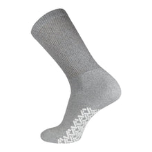 Load image into Gallery viewer, Women's Non-Skid Diabetic Cotton Crew Gripper Socks with Non Binding Top (Grey) - 6 Pairs