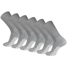 Load image into Gallery viewer, Men's Non-Skid Diabetic Cotton Crew Gripper Socks with Non Binding Top (Grey) - 6 Pairs