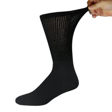 Load image into Gallery viewer, Men's Diabetic Cotton Neuropathy Crew Socks (Black) - 6 Pairs