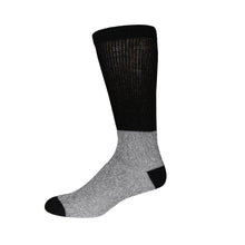 Load image into Gallery viewer, 6 Pairs of Cotton Thermal Diabetic Crew Socks with Non-Binding Top (Grey with Black Top),  Shoe Size US Men 9-11.5/Women 11-13