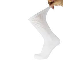 Load image into Gallery viewer, Men's Diabetic Cotton Neuropathy Crew Socks (White) - 6 Pairs
