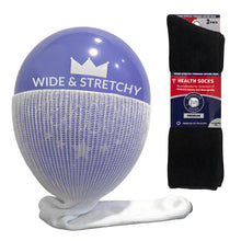 Load image into Gallery viewer, Extra Wide Diabetic Mid/Over-the-Calf Medical Socks for Swollen Feet (Black) - 6 Pairs/Socks Size 10-16 for Men and Women