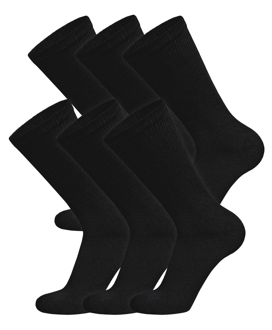 Men's Diabetic Cotton Neuropathy Crew Socks (Black) - 6 Pairs