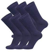 Load image into Gallery viewer, Men&#39;s Diabetic Cotton Neuropathy Crew Socks (Navy) - 6 Pairs
