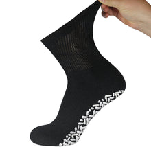 Load image into Gallery viewer, Men&#39;s Non-Skid Diabetic Cotton Quarter Socks with Non Binding Top (Black) - 6 Pairs
