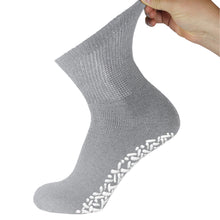 Load image into Gallery viewer, Men&#39;s Non-Skid Diabetic Cotton Quarter Socks with Non Binding Top (Grey) - 6 Pairs
