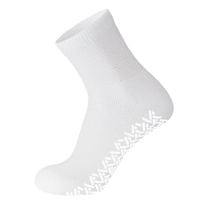 Men's Non-Skid Diabetic Cotton Quarter Socks with Non Binding Top (White) - 6 Pairs