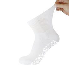 Load image into Gallery viewer, Men&#39;s Non-Skid Diabetic Cotton Quarter Socks with Non Binding Top (White) - 6 Pairs
