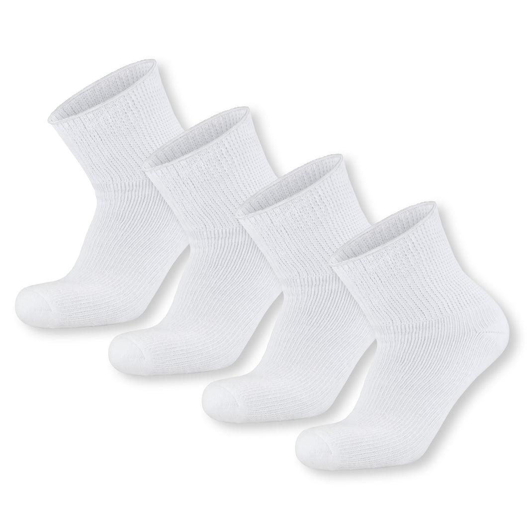 4 pairs Extra Wide Cotton Diabetic Quarter/Over-the-Ankle Health Socks (Size 10-16)