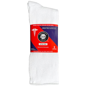 Extra Wide Diabetic Mid/Over-the-Calf Medical Socks for Swollen Feet (White) - 6 Pairs/Socks Size 10-16 for Men and Women