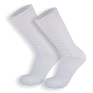 Extra Wide Diabetic Mid/Over-the-Calf Medical Socks for Swollen Feet (White) - 6 Pairs/Socks Size 10-16 for Men and Women