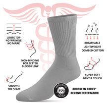 Load image into Gallery viewer, Thin Combed Cotton Diabetic Socks, Loose, Wide, Non-Binding Low-Crew Socks (Fits Shoe Size 7-11 )
