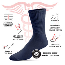 Load image into Gallery viewer, Thin Combed Cotton Diabetic Socks, Loose, Wide, Non-Binding Low-Crew Socks (Fits Shoe Size 7-11 )
