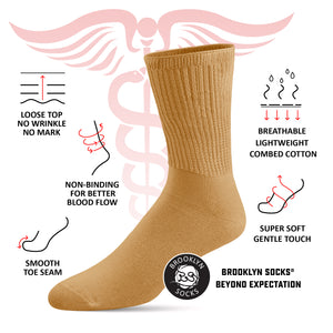 Thin Combed Cotton Diabetic Socks, Loose, Wide, Non-Binding Low-Crew Socks (Fits Shoe Size 7-11 )