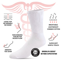 Load image into Gallery viewer, Thin Combed Cotton Diabetic Socks, Loose, Wide, Non-Binding Low-Crew Socks (Fits Shoe Size 7-11 )
