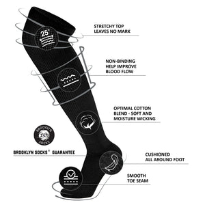 Men's Diabetic Over the Knee Cotton Socks (Black-White) - 4 Pairs