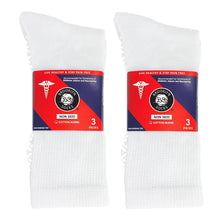 Load image into Gallery viewer, Men&#39;s Non-Skid Diabetic Cotton Crew Gripper Socks with Non Binding Top (White) - 6 Pairs
