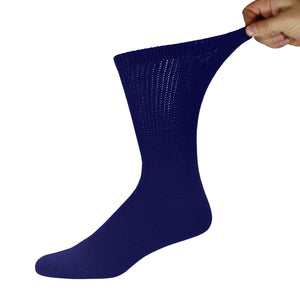 Men's Diabetic Cotton Neuropathy Crew Socks (Navy) - 6 Pairs