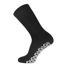 Load image into Gallery viewer, Men&#39;s Non-Skid Diabetic Cotton Crew Gripper Socks with Non Binding Top (Black) - 6 Pairs
