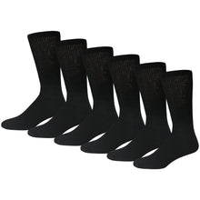 Load image into Gallery viewer, Men&#39;s Big and Tall - 6 pairs of Diabetic Cotton Neuropathy Crew Socks (Mens Shoe Size 12-14.5)
