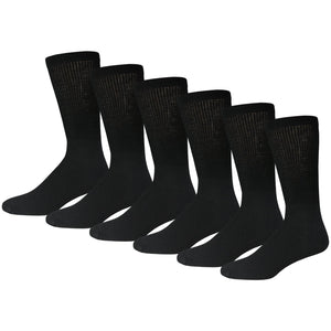 Men's Big and Tall - 6 pairs of Diabetic Cotton Neuropathy Crew Socks (Mens Shoe Size 12-14.5)