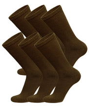 Load image into Gallery viewer, Men&#39;s Diabetic Cotton Neuropathy Crew Socks (Brown) - 6 Pairs
