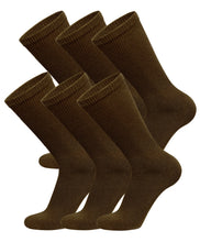 Load image into Gallery viewer, Women&#39;s Diabetic Cotton Neuropathy Crew Socks (Brown) - 6 Pairs
