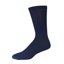 Load image into Gallery viewer, Navy Cotton Diabetic Crew Sock With Non-Binding Top 
