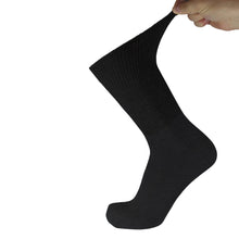 Load image into Gallery viewer, Women&#39;s Premium Cotton Diabetic Crew Socks with Loose Top (Black) - 6 Pairs
