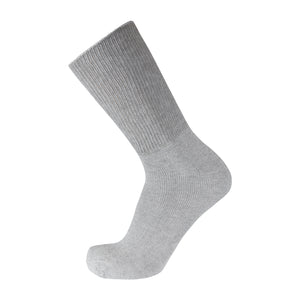 Men's Premium Cotton Diabetic Crew Socks with Loose Top (Grey) - 6 Pairs