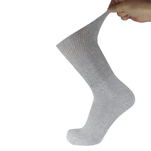 Women's Premium Cotton Diabetic Crew Socks with Loose Top (Grey) - 6 Pairs