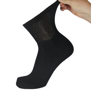 Men's Diabetic Quarter Length Athletic Sport Socks (Black) - 6 Pairs